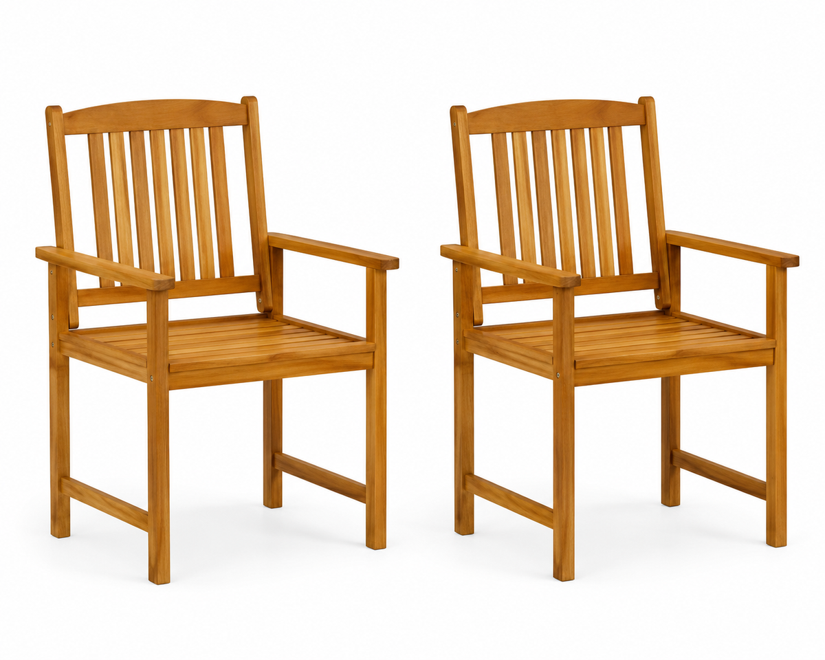 Lot de 2 chaises de jardin en acacia massif