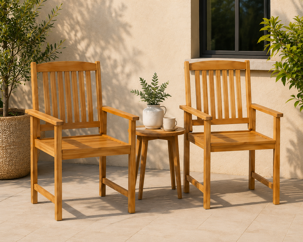 Lot de 2 chaises de jardin en acacia massif