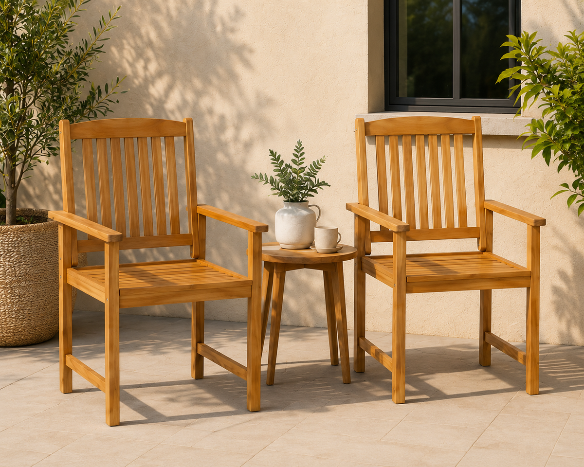 Lot de 2 chaises de jardin en acacia massif