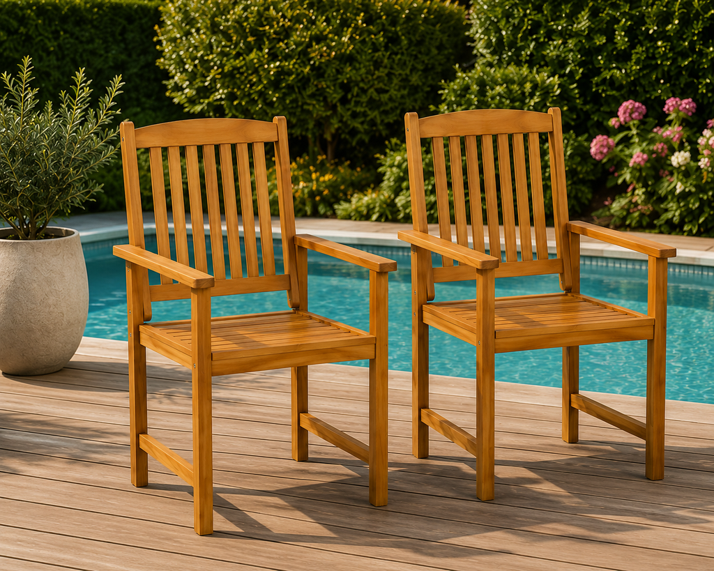 Lot de 2 chaises de jardin en acacia massif