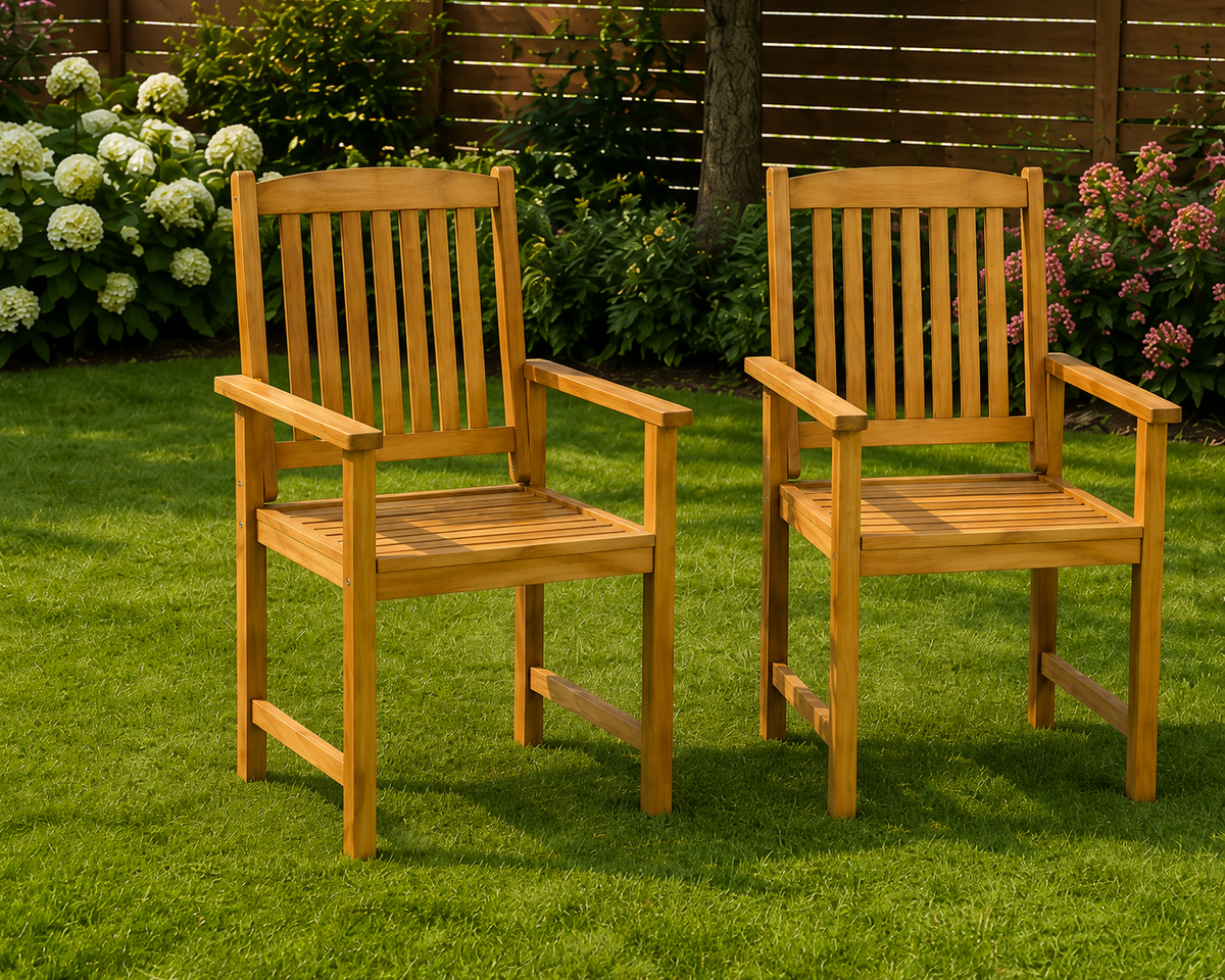 Lot de 2 chaises de jardin en acacia massif